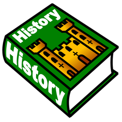 a green book with a castle on the cover and the title 'history'.